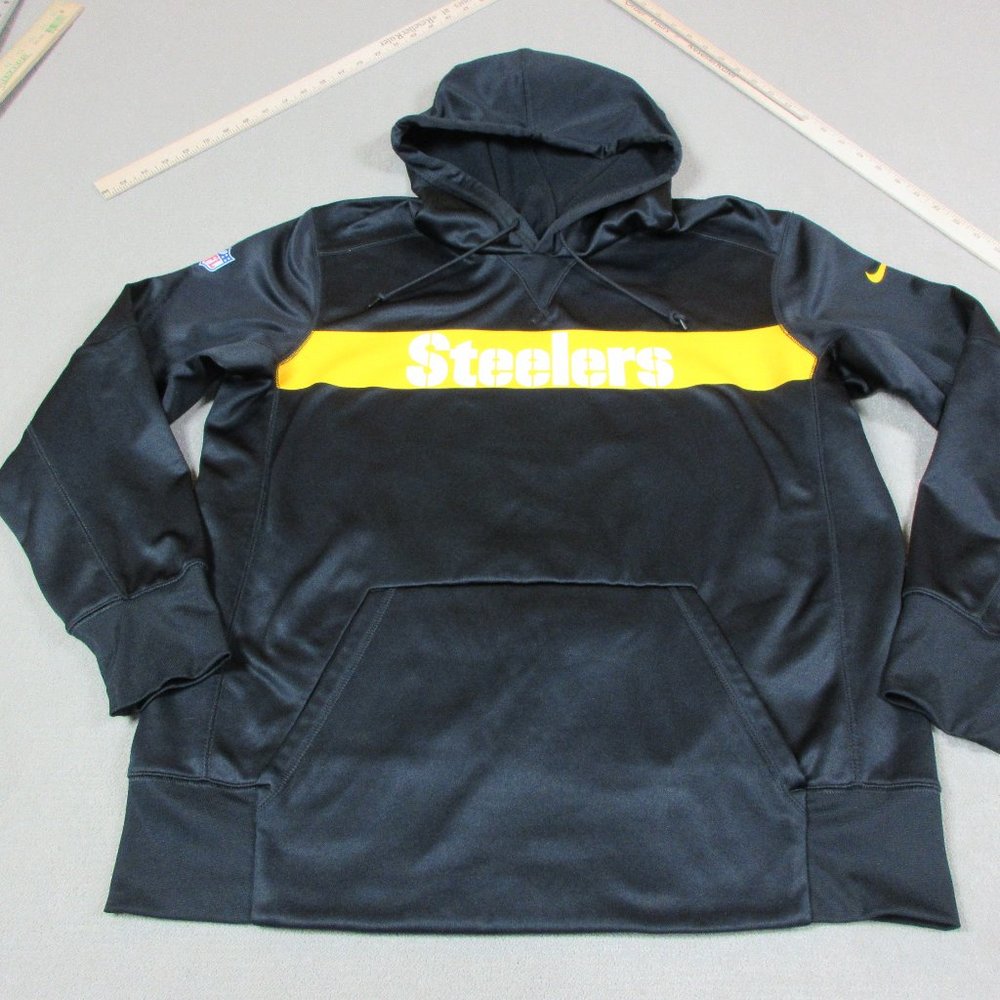 Pittsburgh Steelers Hoodie Mens Large Black Gold Nike Sweatshirt NFL Football *